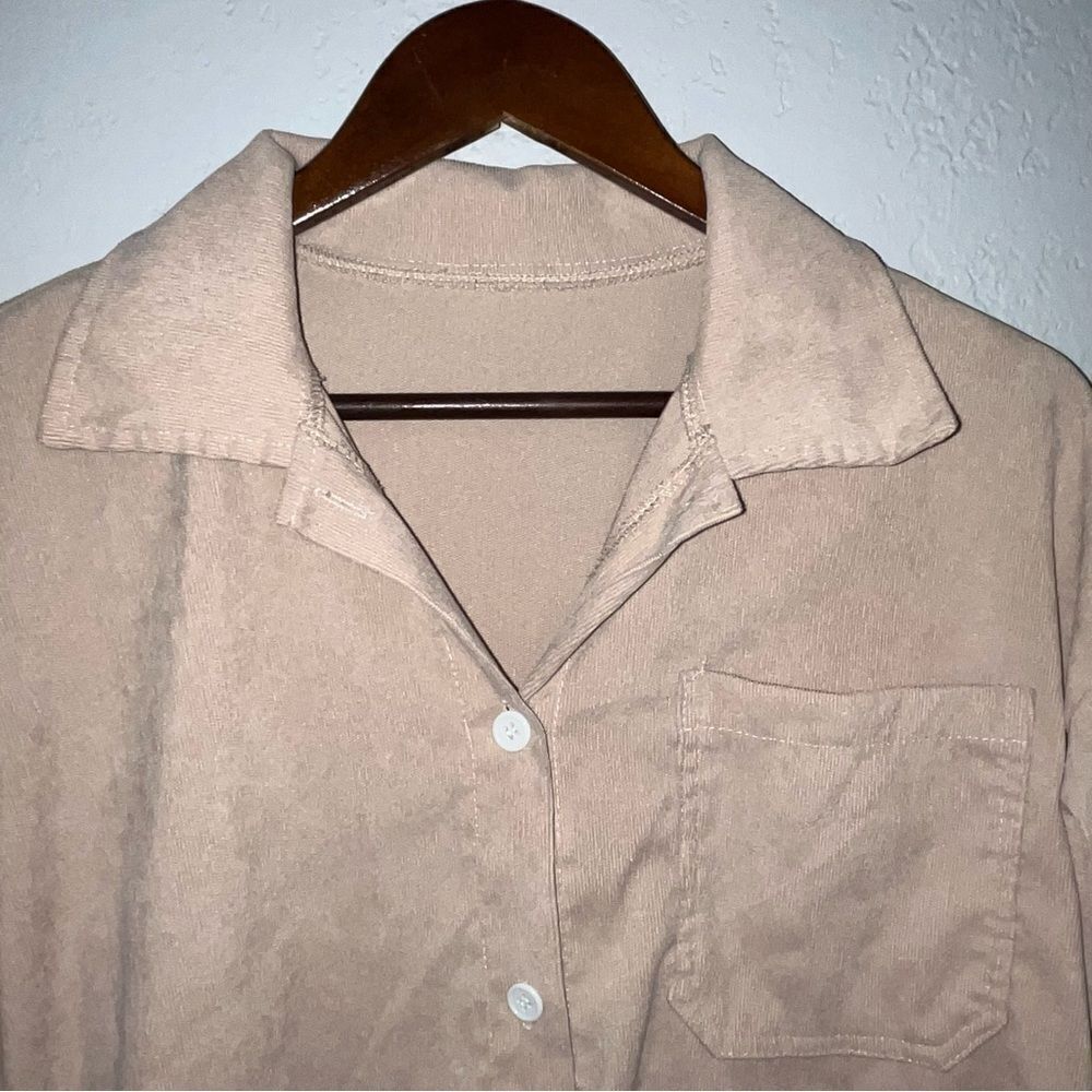 Tan Long Sleeve Button Down Shacket - image 3